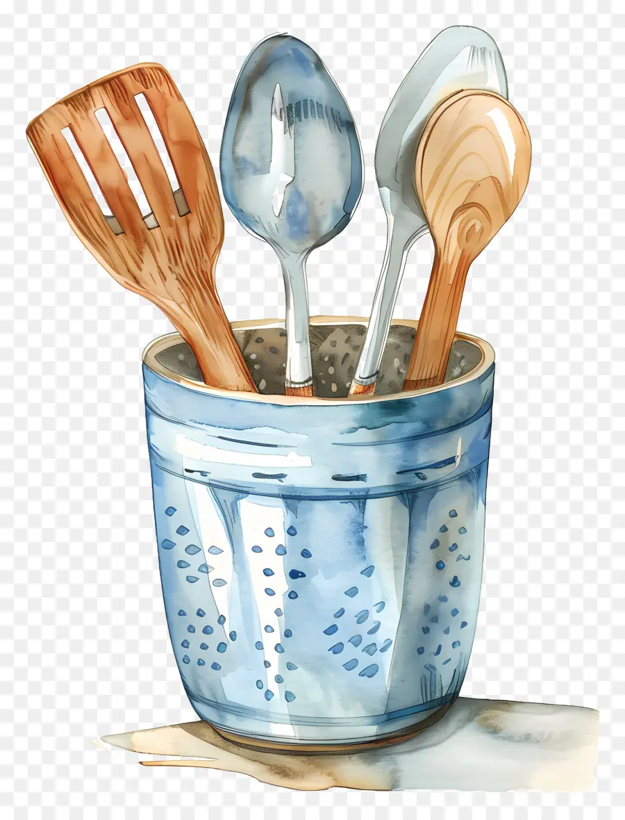 Держатель кухонной посуды，Синяя металлическая чашка PNG