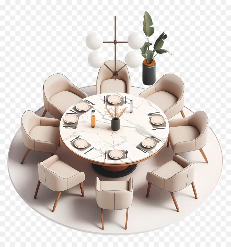 столовая，круглый обеденный стол PNG