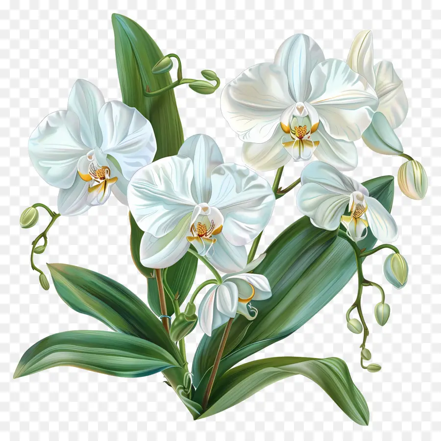 белые орхидеи，Белая Орхидея PNG