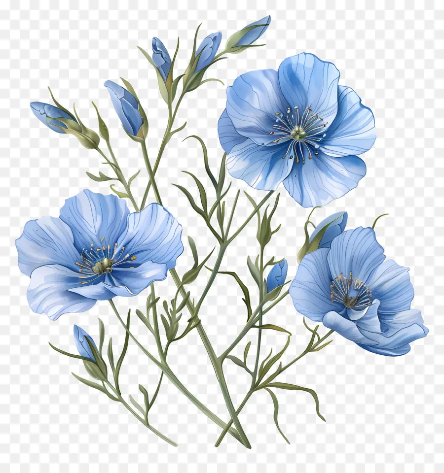 Синий льняной многолетний год，синие цветы PNG