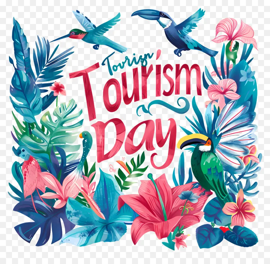 День туризма，тропические растения PNG