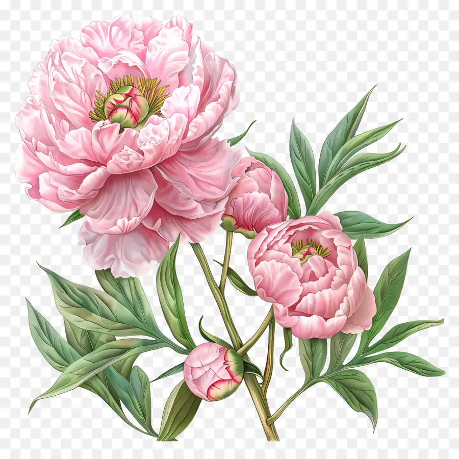 пионы розовые，Розовый пион цветок PNG