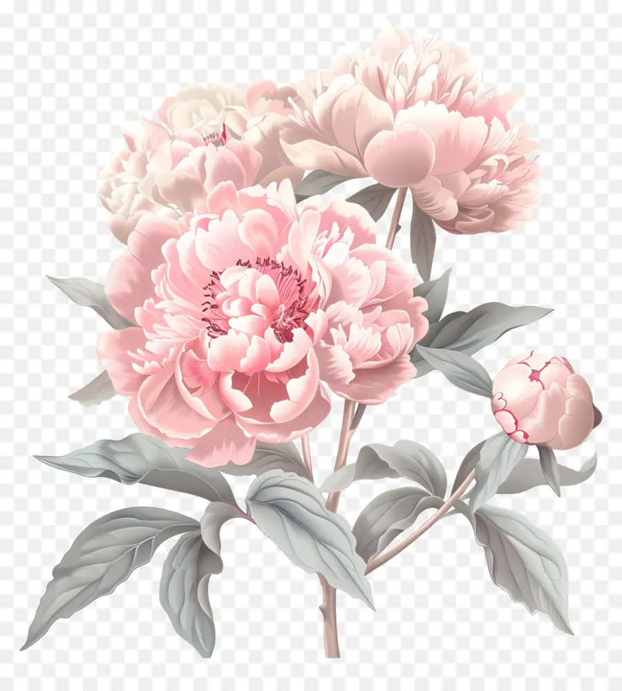 светло розовые пионы，Розовые пион цветы PNG