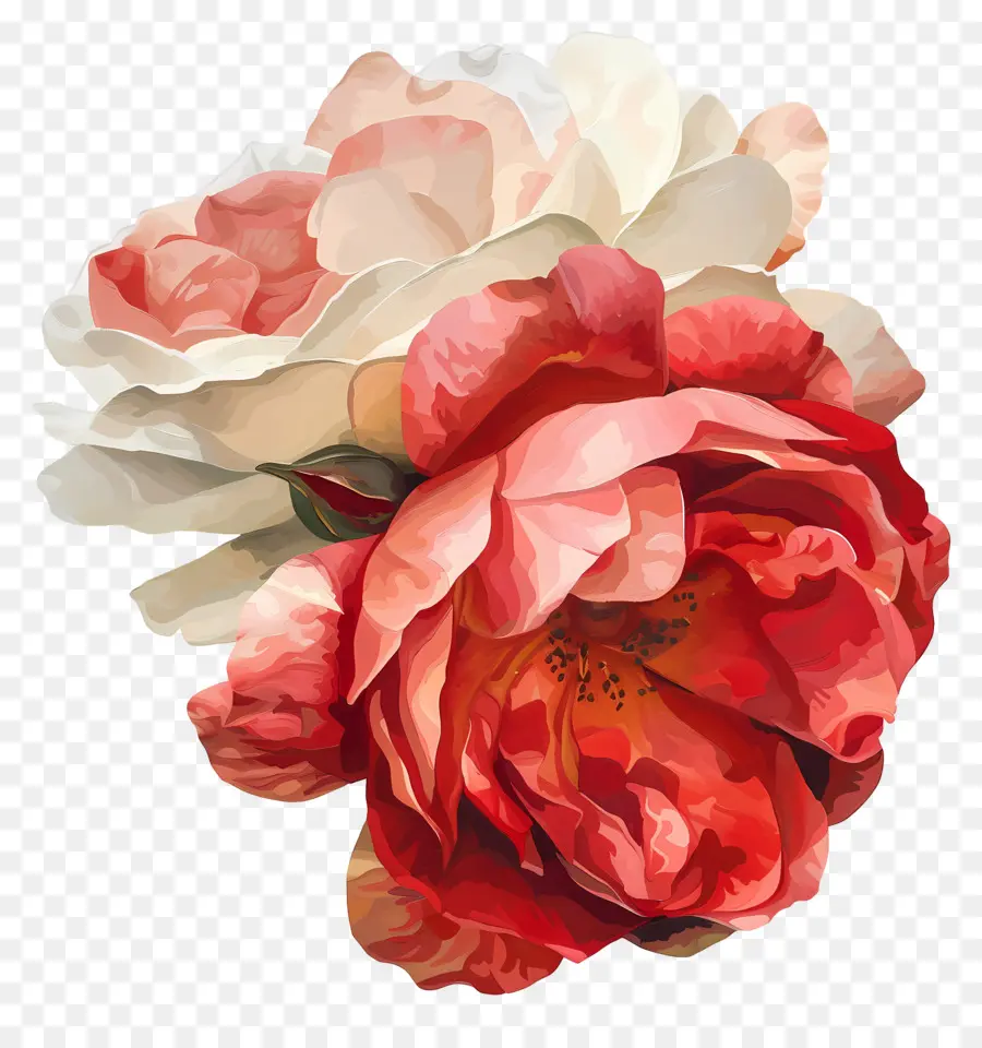 Розы с двойным удовольствием，живопись розы PNG