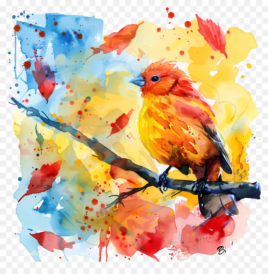 день птиц，акварельная живопись PNG