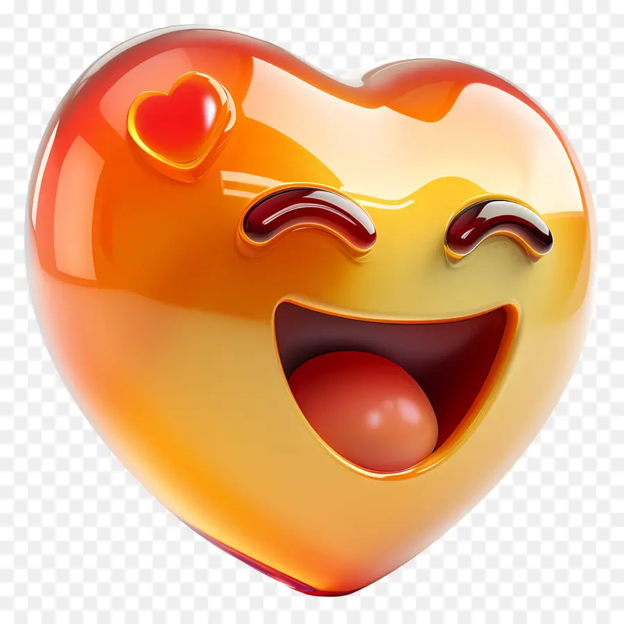 сердце Emoji，желтый сердце PNG