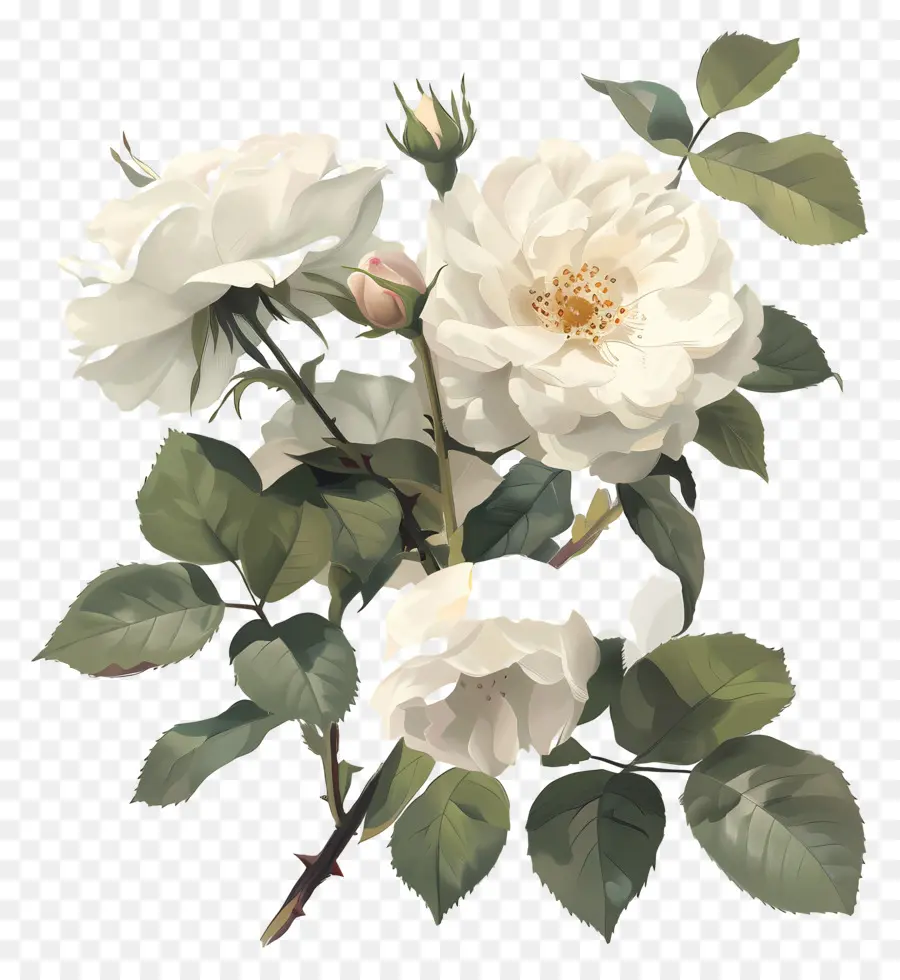 Белые Розы，лепестки роз PNG