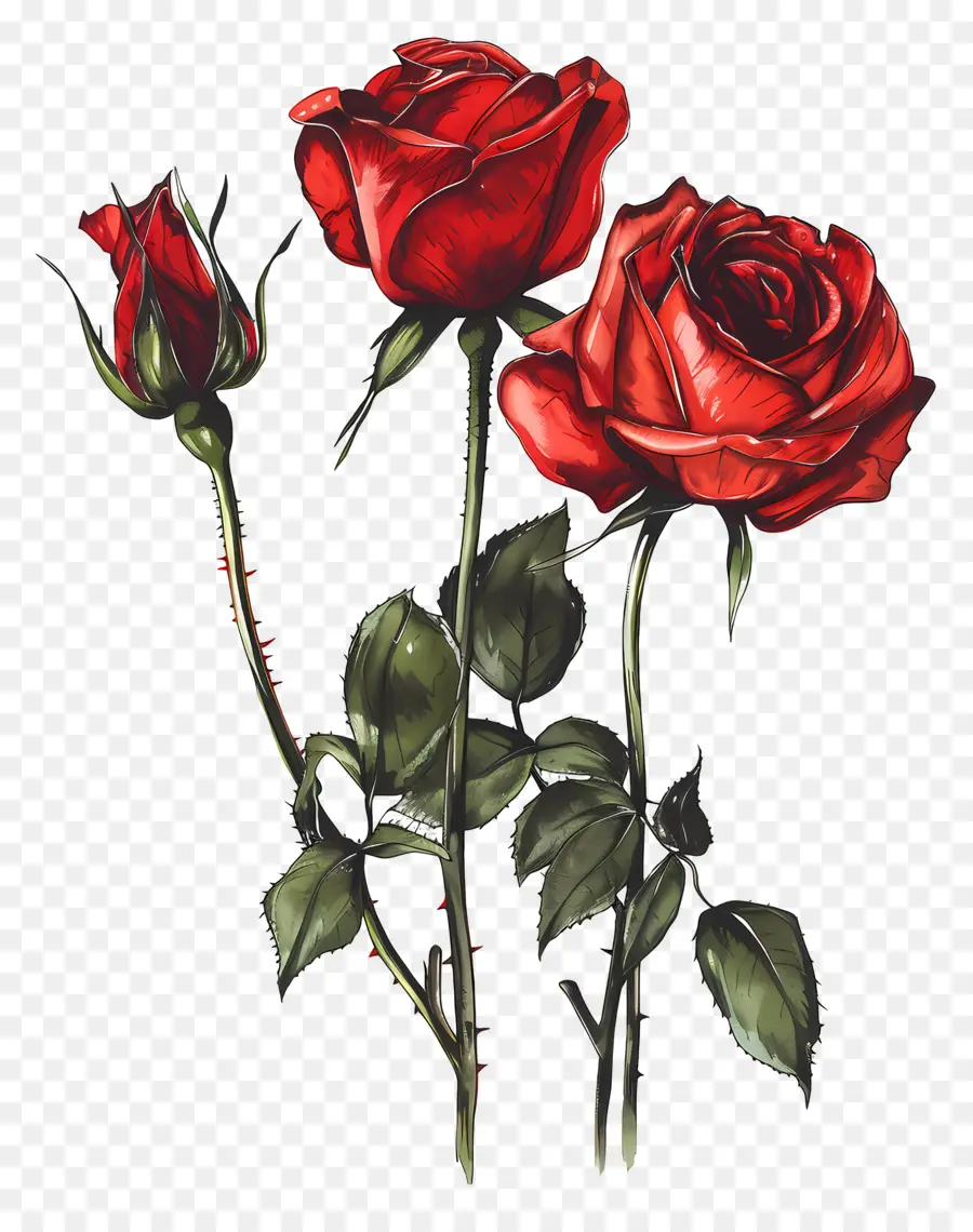 Розы красные，Красные Розы PNG