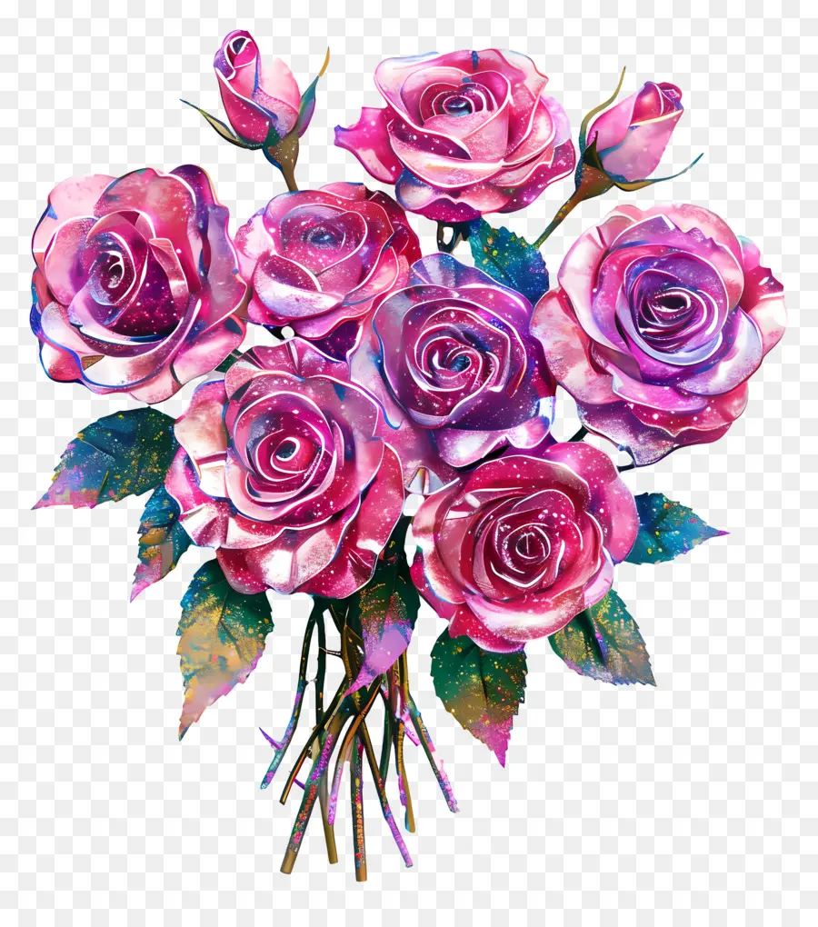 Блеск розы букет，розовые розы PNG
