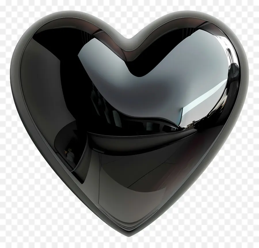 черное сердце，Сердце в форме зеркала PNG
