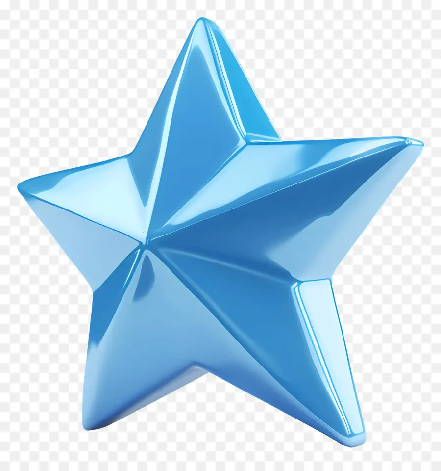 синяя звезда，блестящий металл PNG