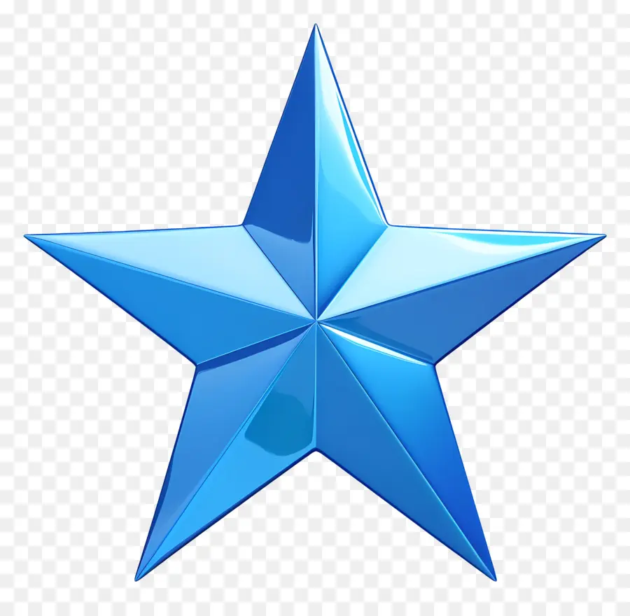 синяя звезда，блестящий металл PNG