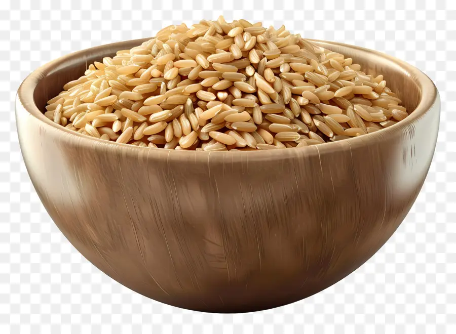 Коричневый рис，деревянная чаша PNG