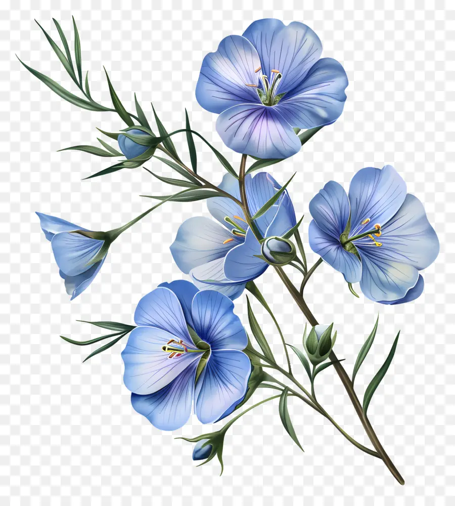 Синий льняной многолетний год，Синяя цветочная картина PNG