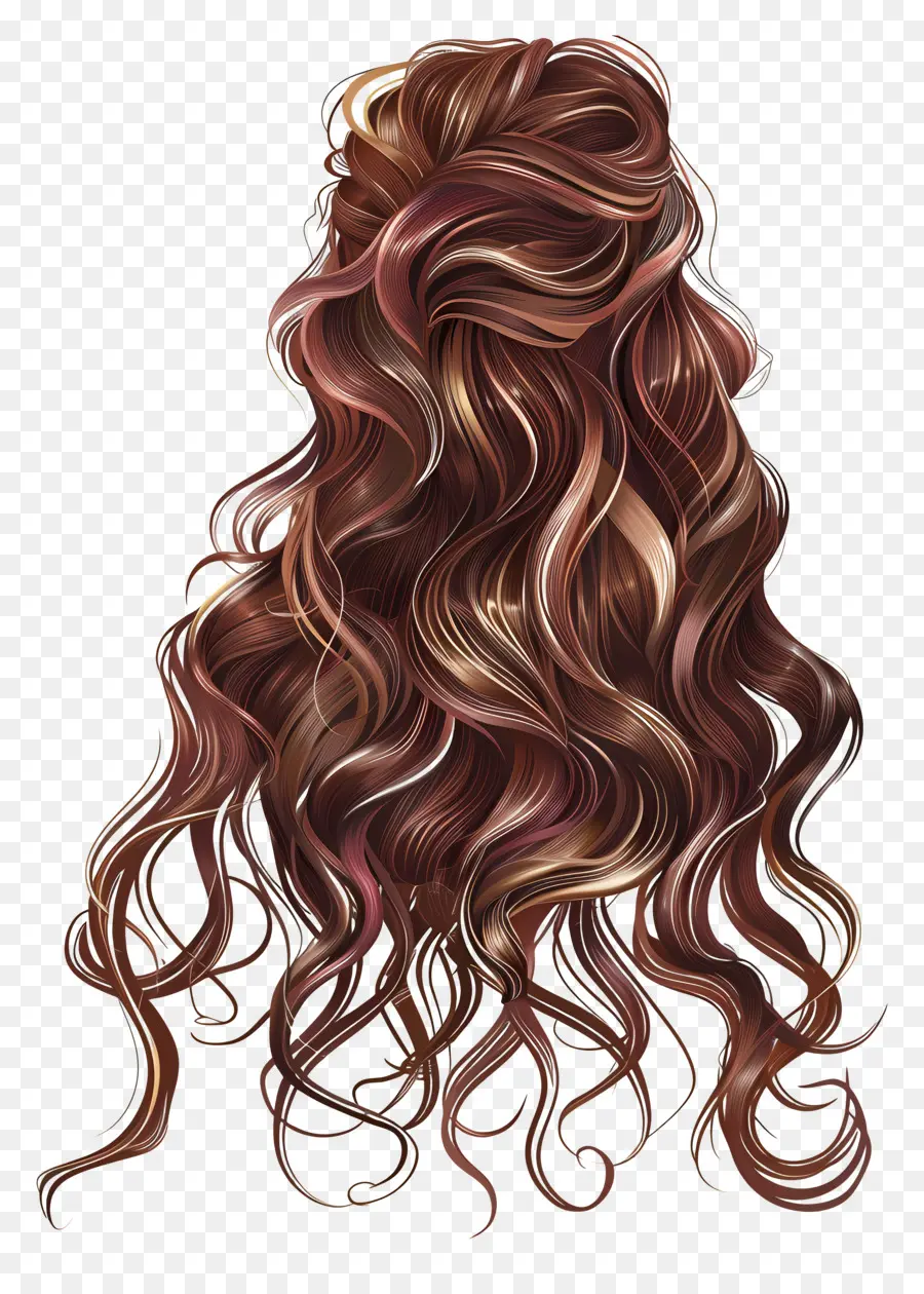 длинная вьющаяся прическа，красные волосы PNG
