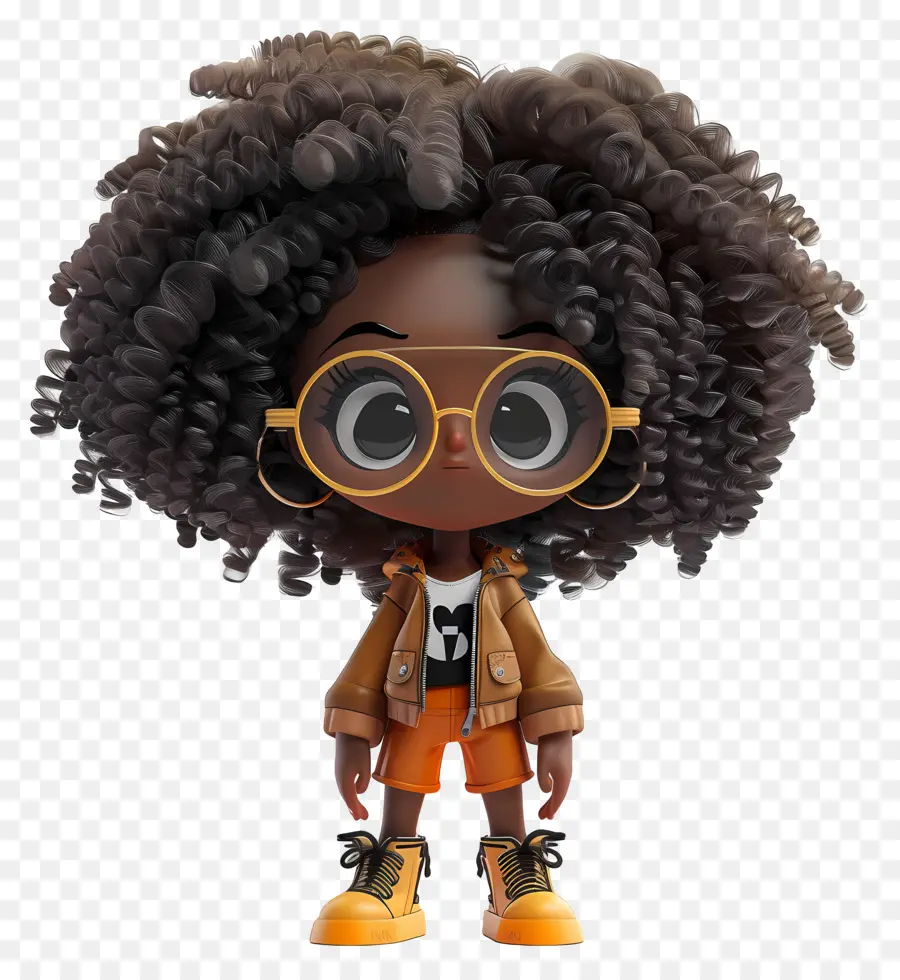 Афро черная девушка，персонажа из мультфильма PNG