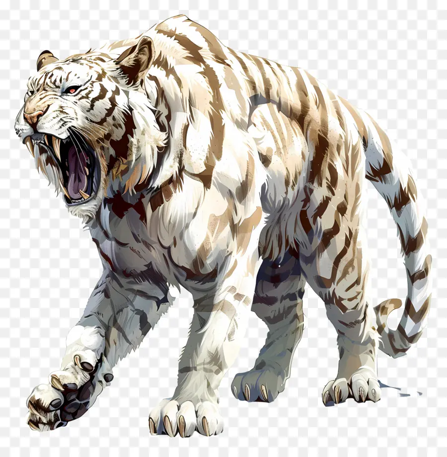 Саблезубые кошки，Белый тигр PNG