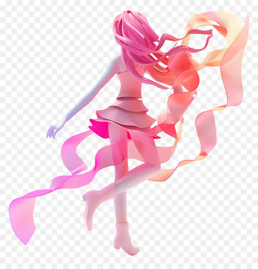 Девушка фигура，розовые волосы PNG