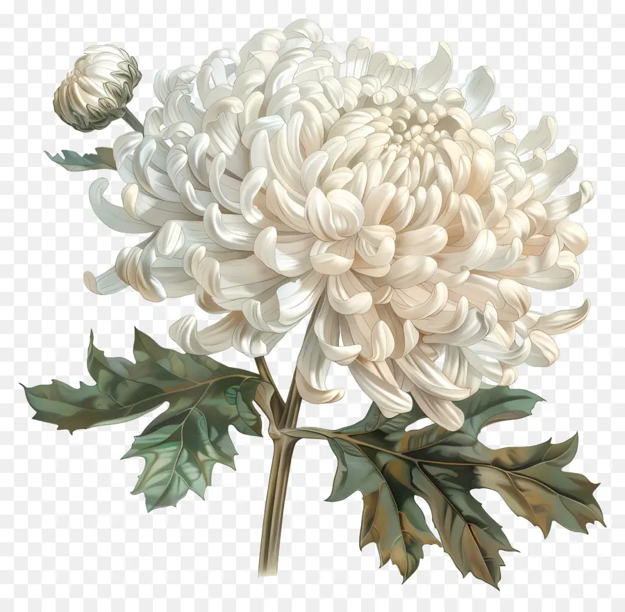 белая хризантема，цветок PNG