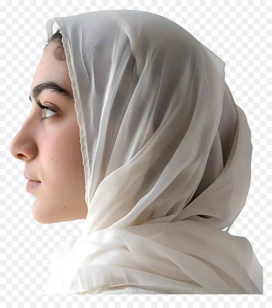 Белый хиджаб，Женщина PNG