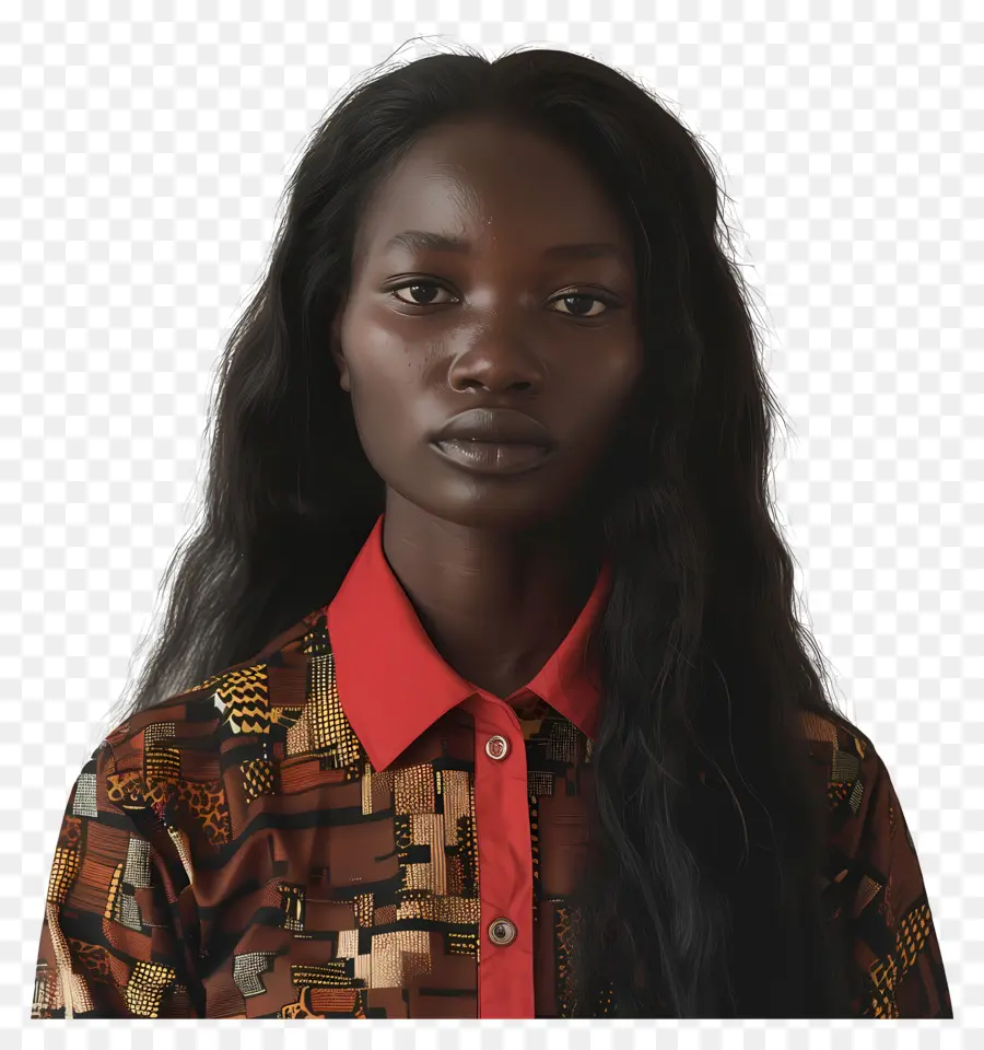 африканская женщина，темные волосы PNG