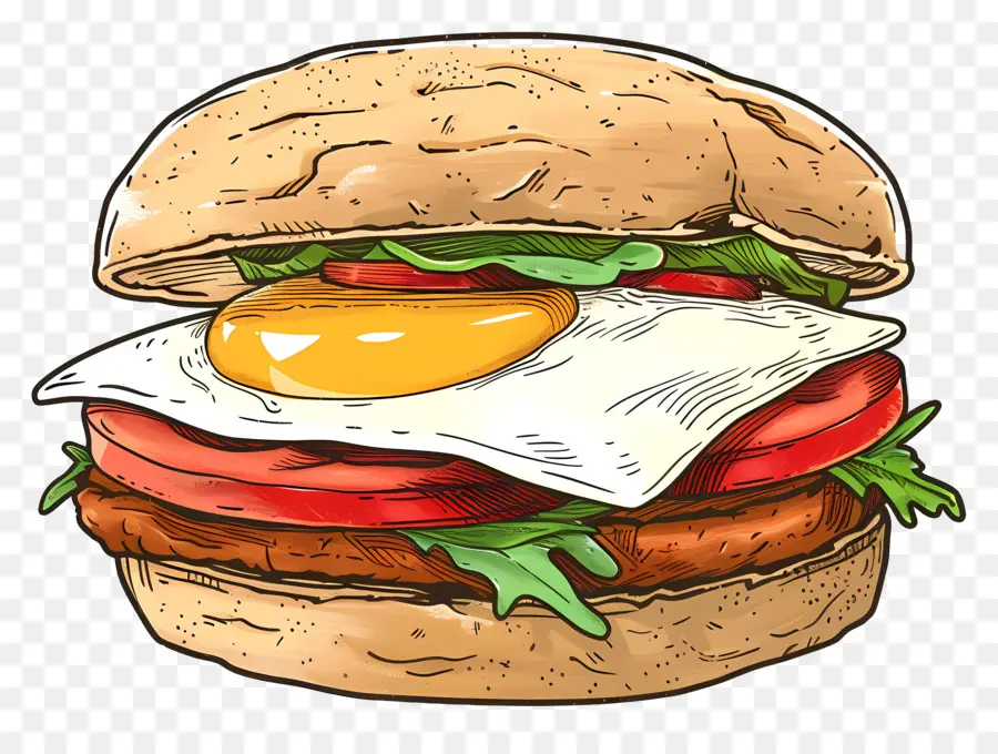 бутерброд на завтрак，бургер PNG