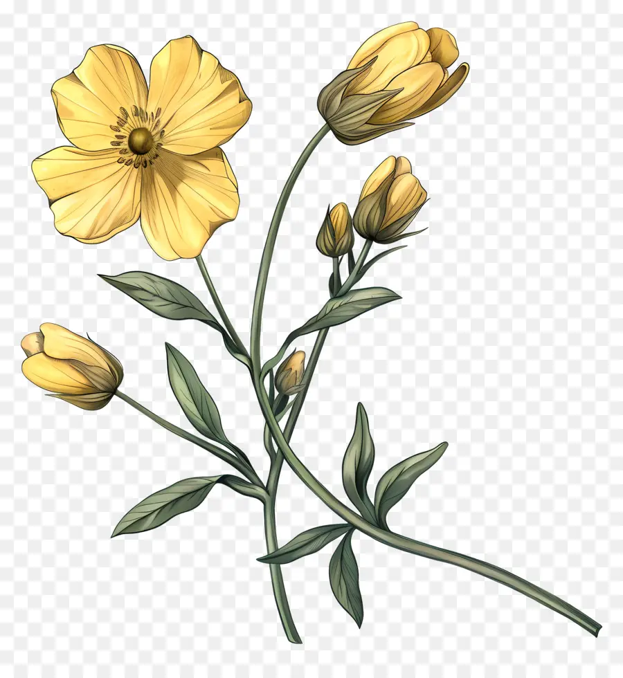 Лютик цветок，желтый цветок PNG