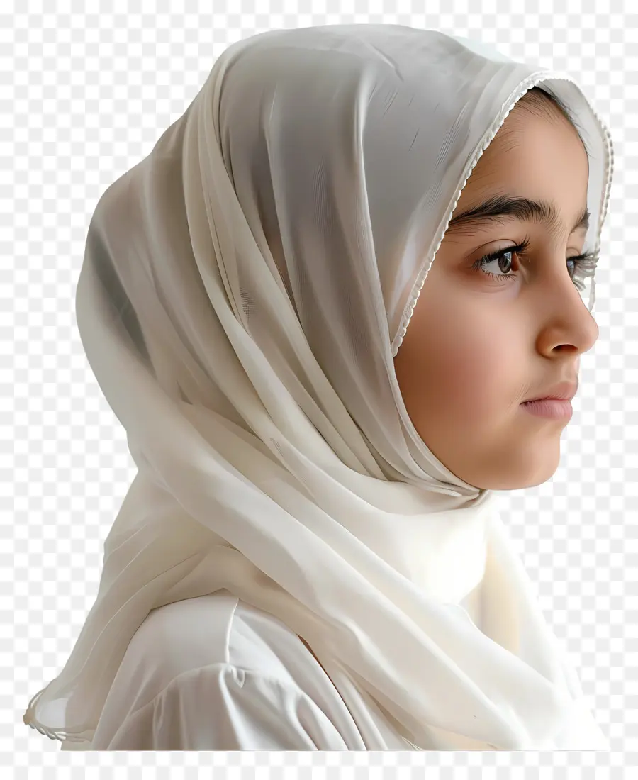 Белый хиджаб，белый шарф PNG