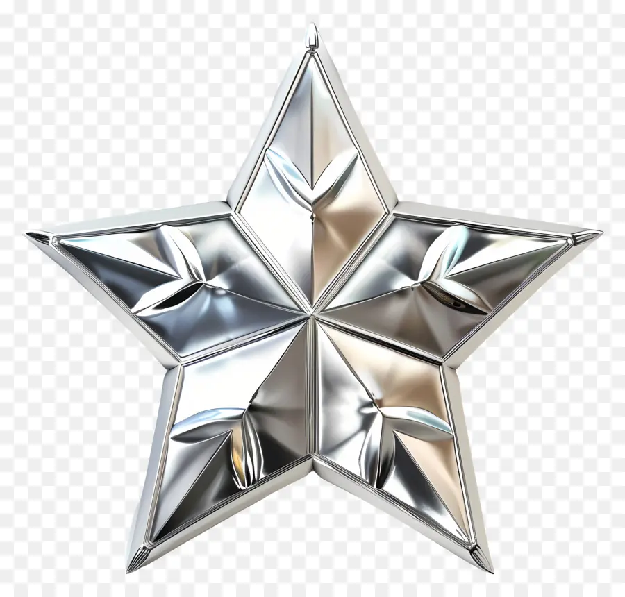 серебряная звезда，Металлическая скульптура PNG