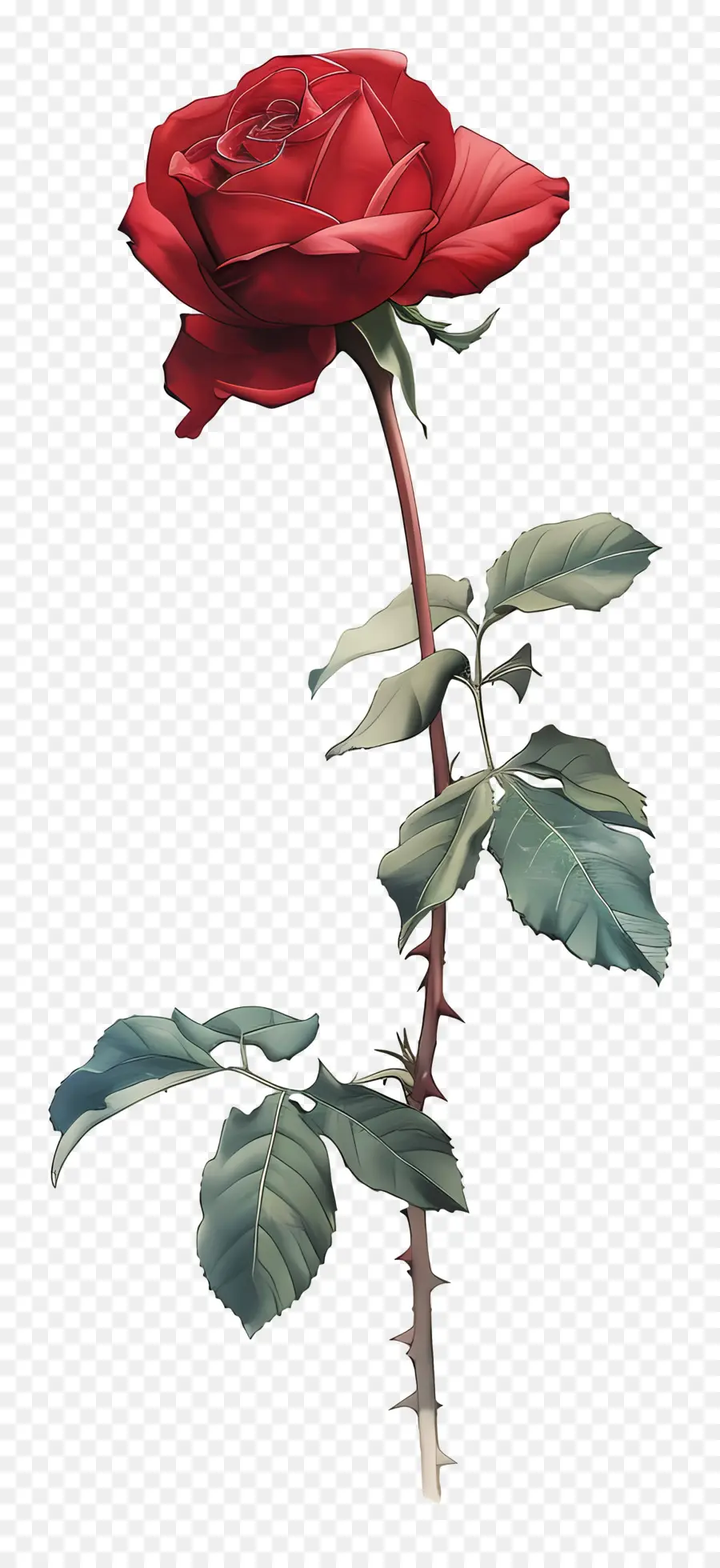 Длинная ствола красная роза，красная роза PNG