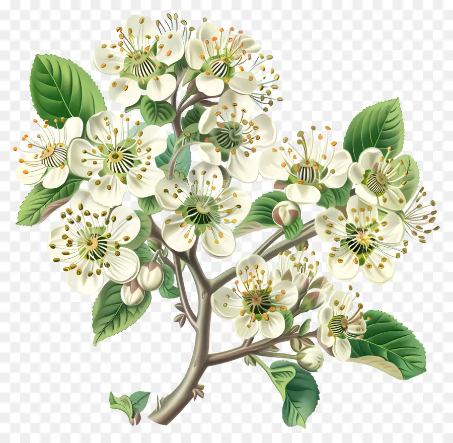 Боярышник цветок，белые цветы PNG