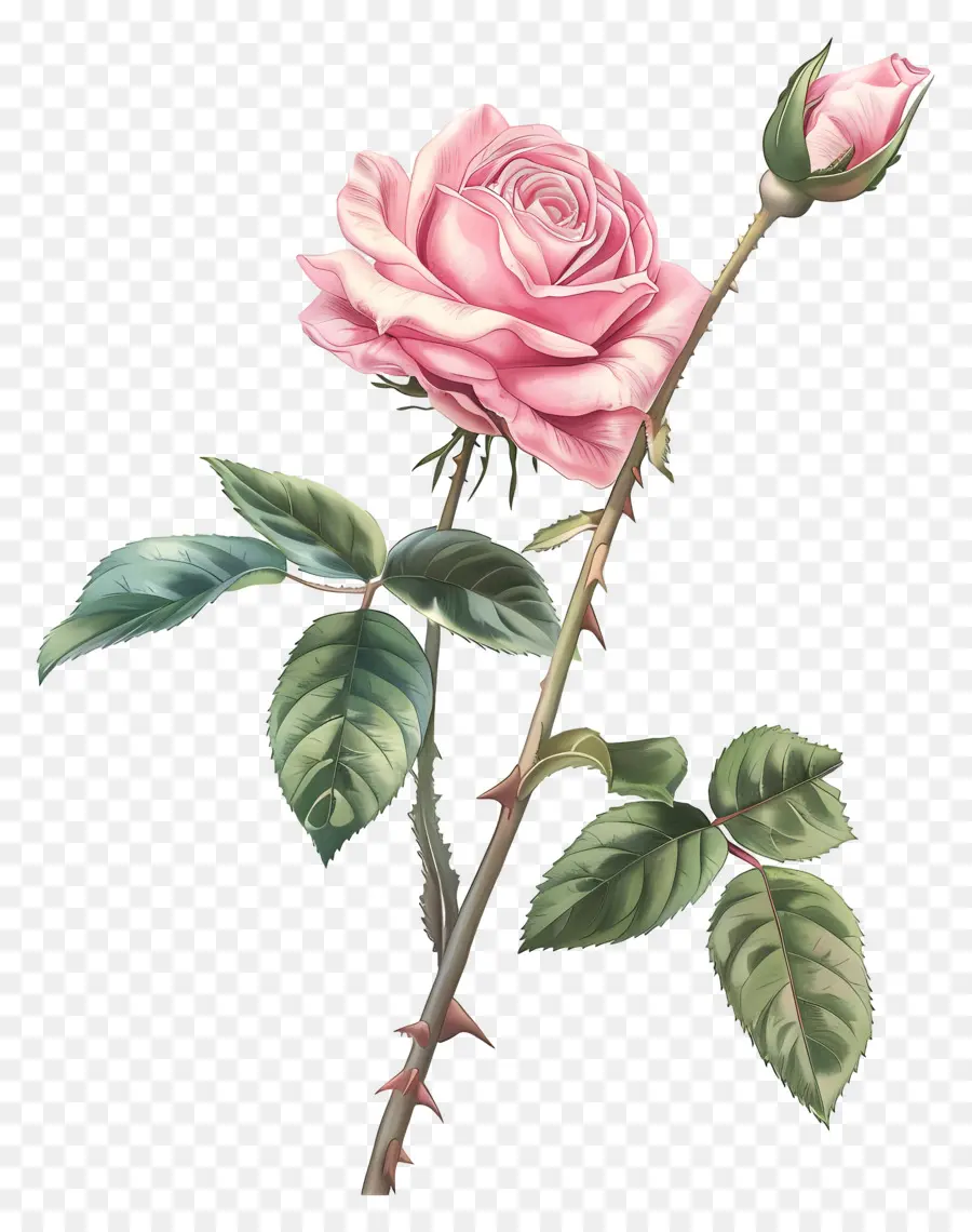 Pink Rose，живопись PNG