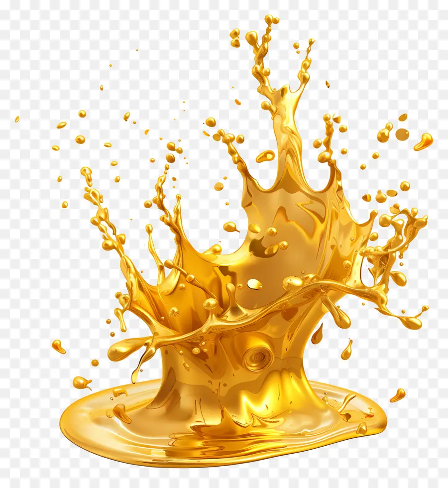 всплеск нефти，золото жидкости PNG