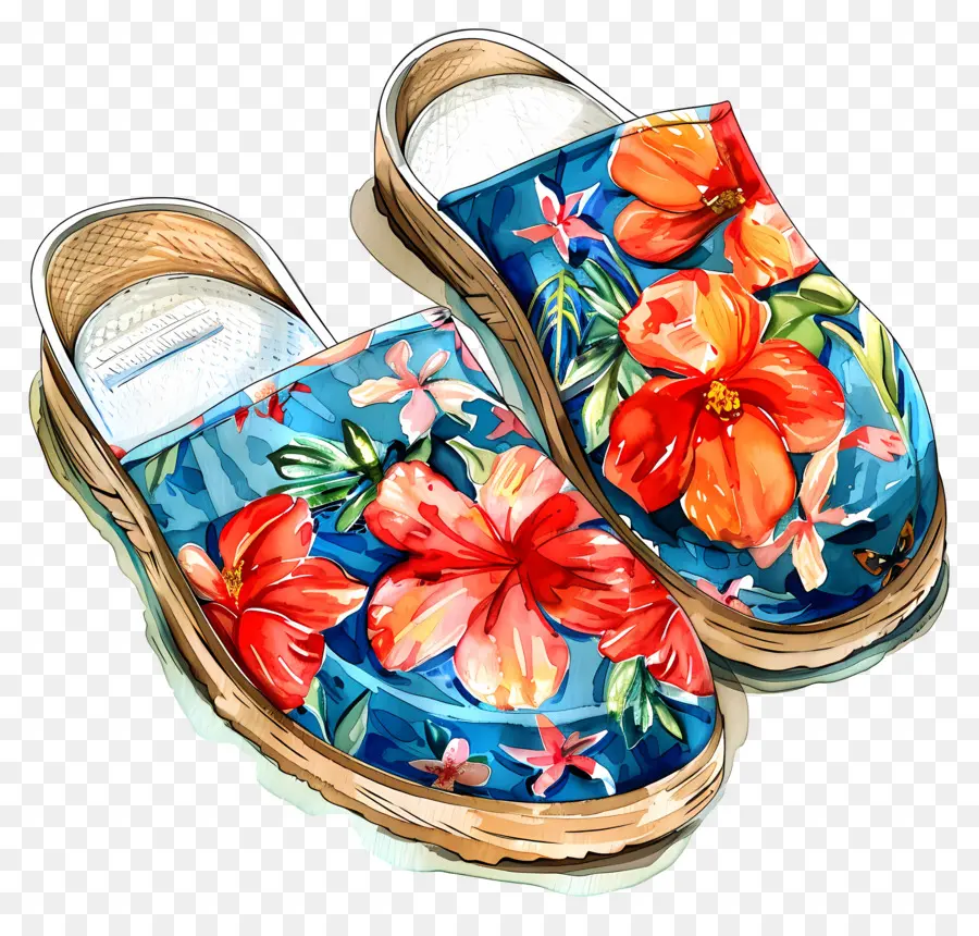 женщина обувь，цветочные туфли PNG