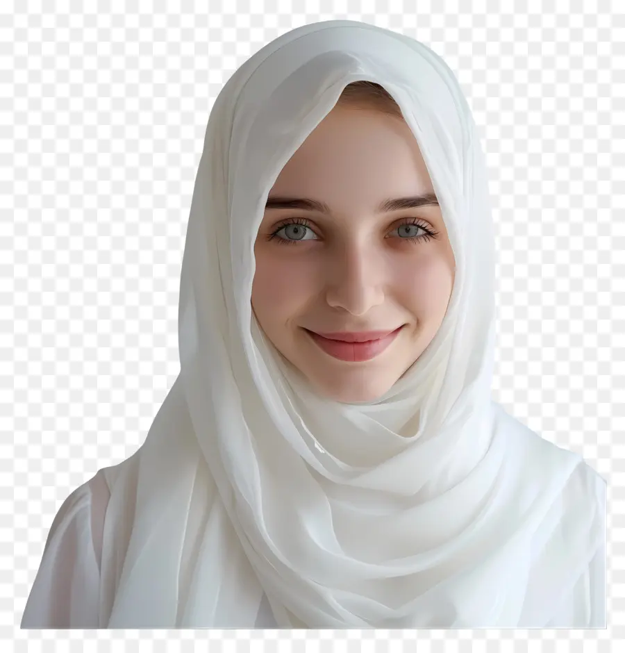 Белый хиджаб，Женщина PNG