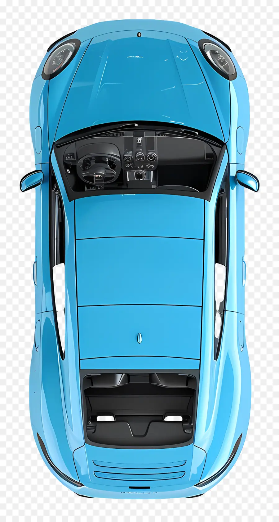 синий автомобиль вид на верхнюю часть，синий автомобиль PNG