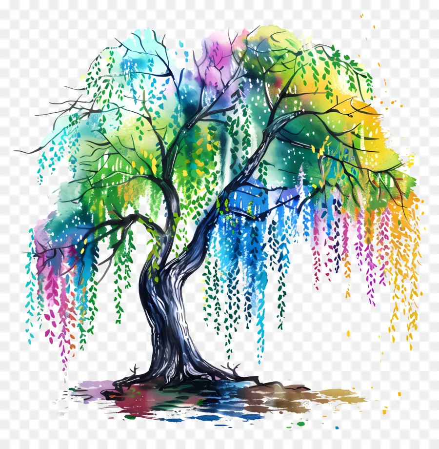 Ивы，красочное дерево PNG
