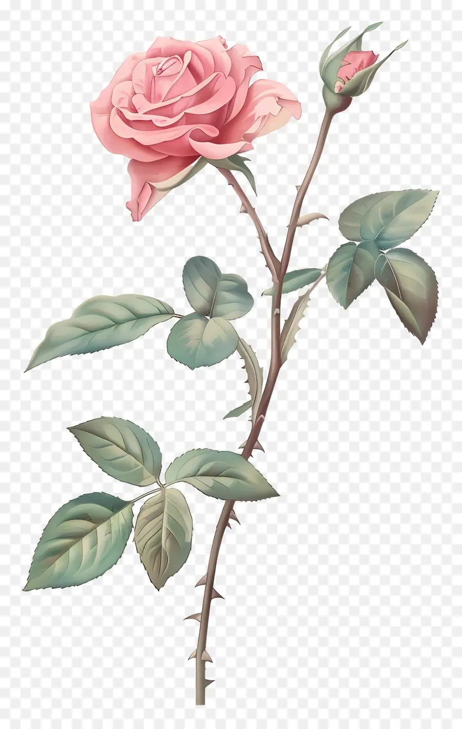 Pink Rose，акварельная живопись PNG