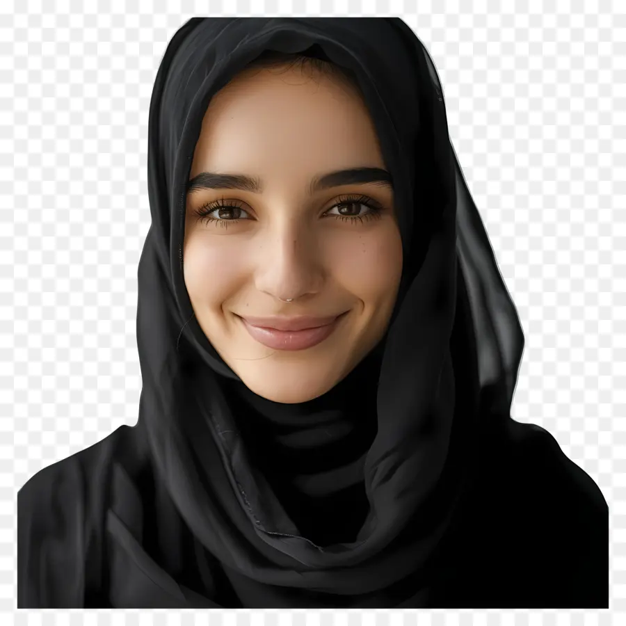 Черный хиджаб，мусульманская мода PNG