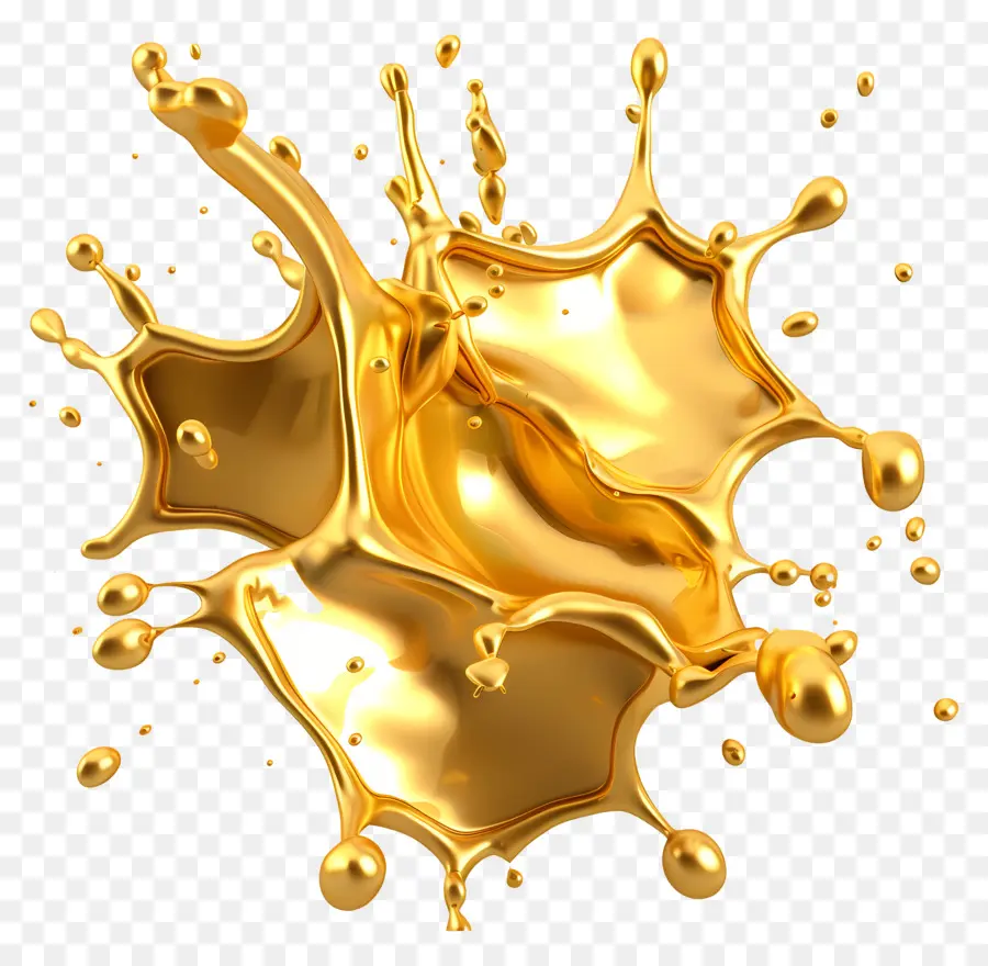всплеск нефти，Золотая жидкость PNG