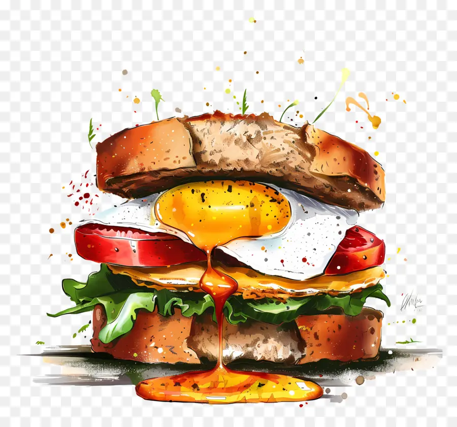 бутерброд на завтрак，бургер PNG