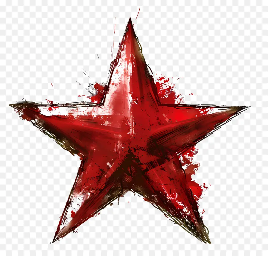 Красная звезда，краска плескаться PNG