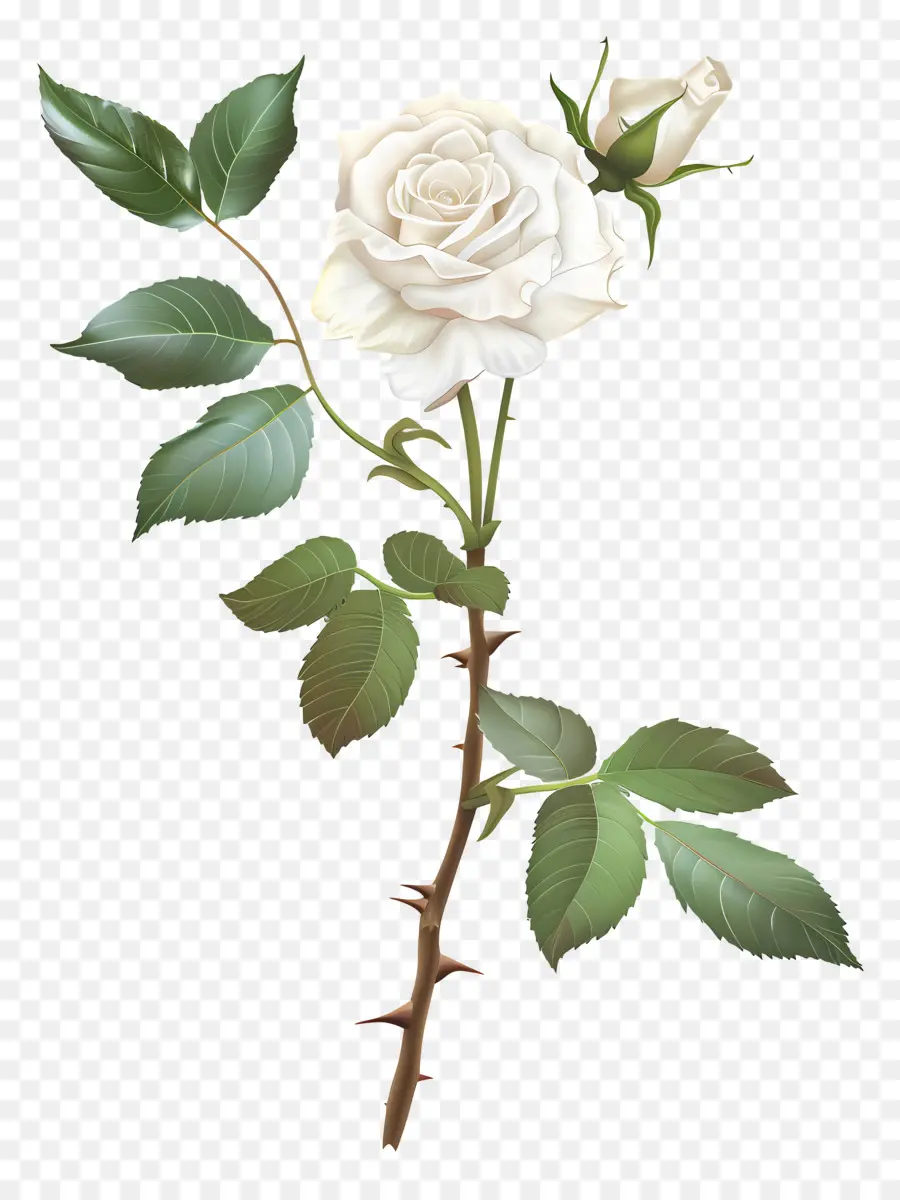 Белая Роза，цветок PNG