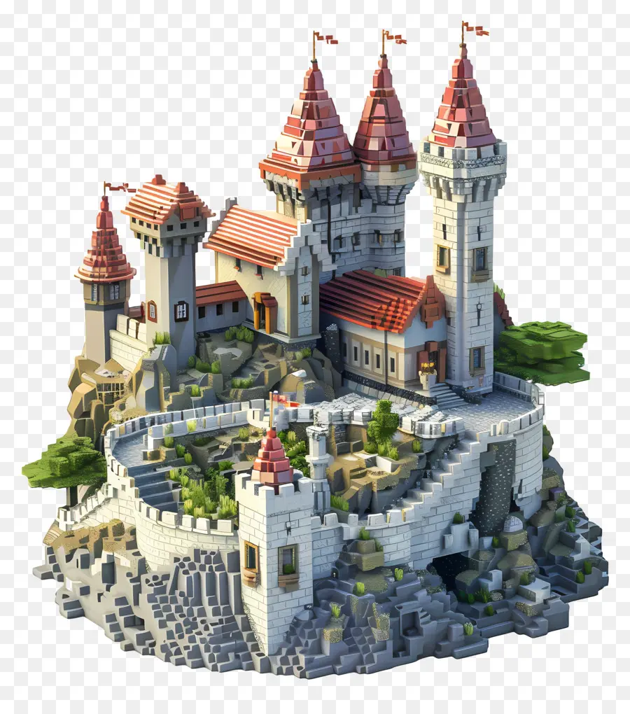 Замок Minecraft，замок PNG