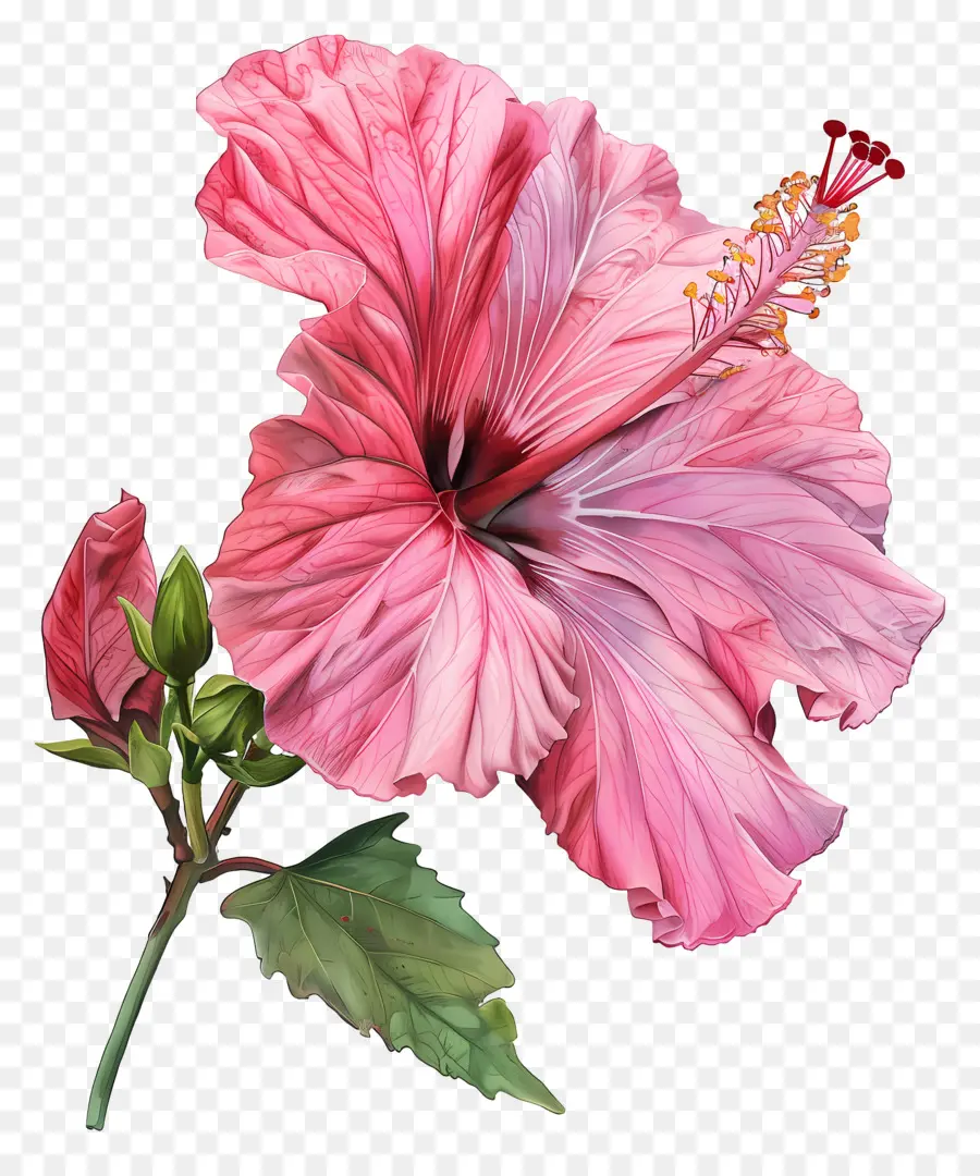 Hibiscus Pink，Розовый цветок гибискуса PNG