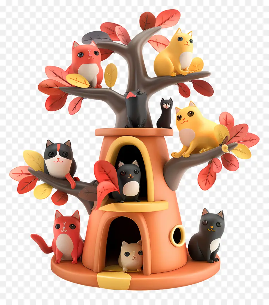 Кошка дерево，мультфильм PNG