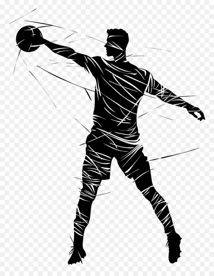 Волейбол Человек Силуэт，черно белый рисунок PNG