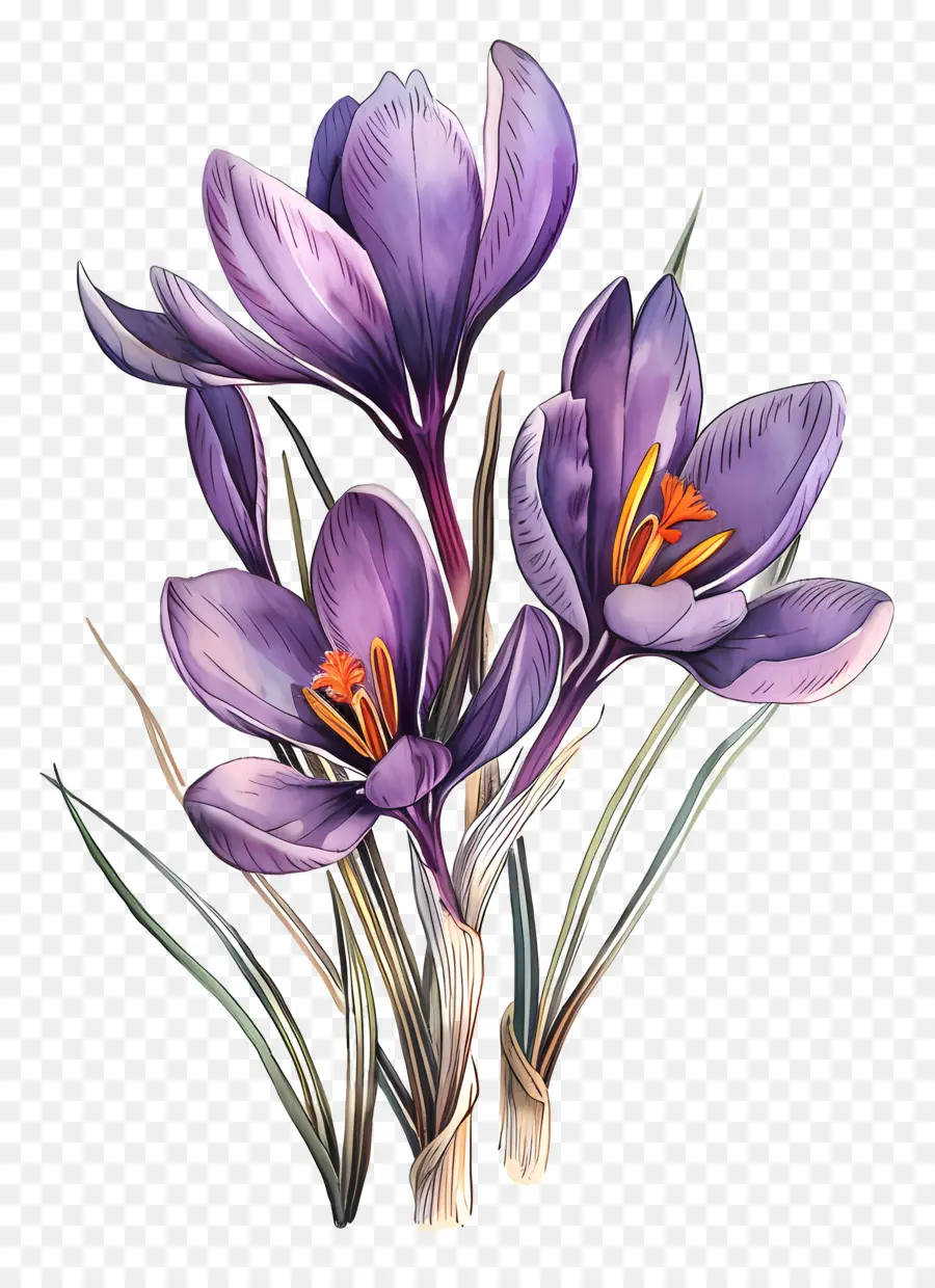 шафран，Фиолетовый крокус цветы PNG