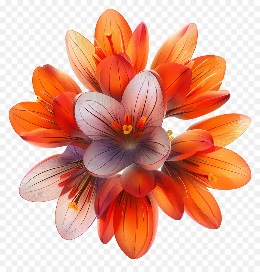 шафран，оранжевый цветок PNG