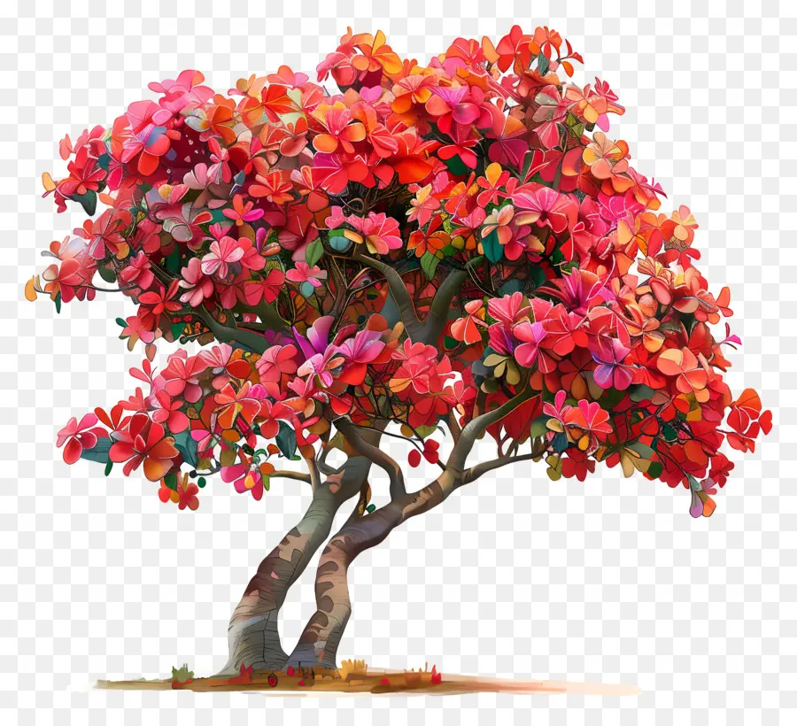 яркое дерево，разноцветные листья PNG